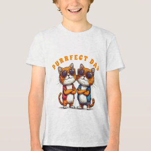 Camiseta Gatos Alegres Usando Óculos de Sol Estilo Divertid