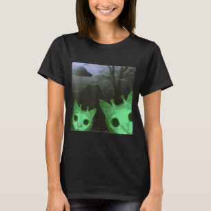 Camiseta Gatos Alienígenas Ufo Engraçado Assustador Meme De