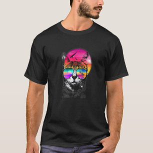 Camiseta Gatos Animais de Estimação Belo Verão Óculos de So