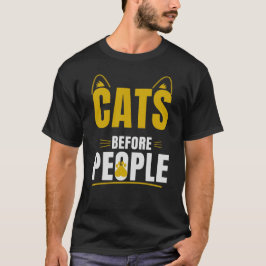 Camiseta Gatos Antes das Pessoas Tipografia Divertida para