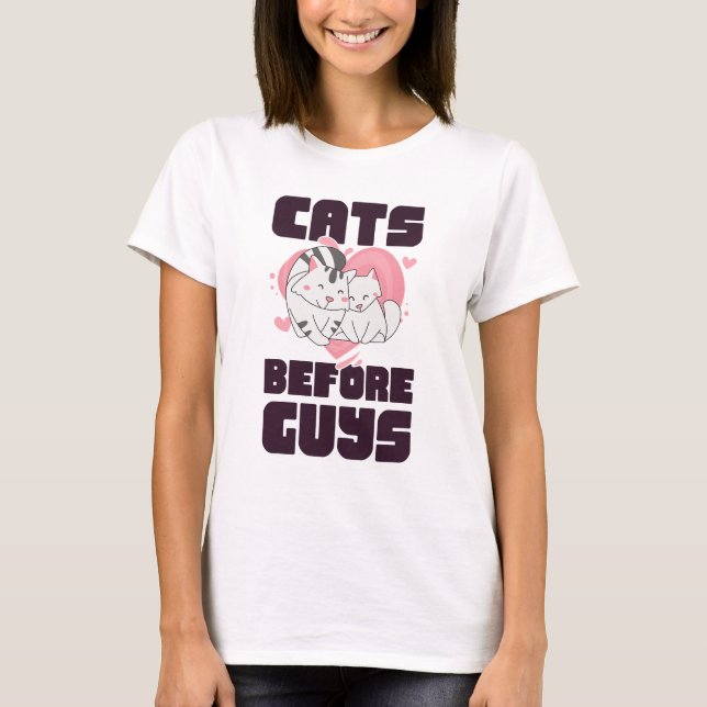 Camiseta Gatos Antes Do Cara | Dia de os namorados engraçad (Frente)