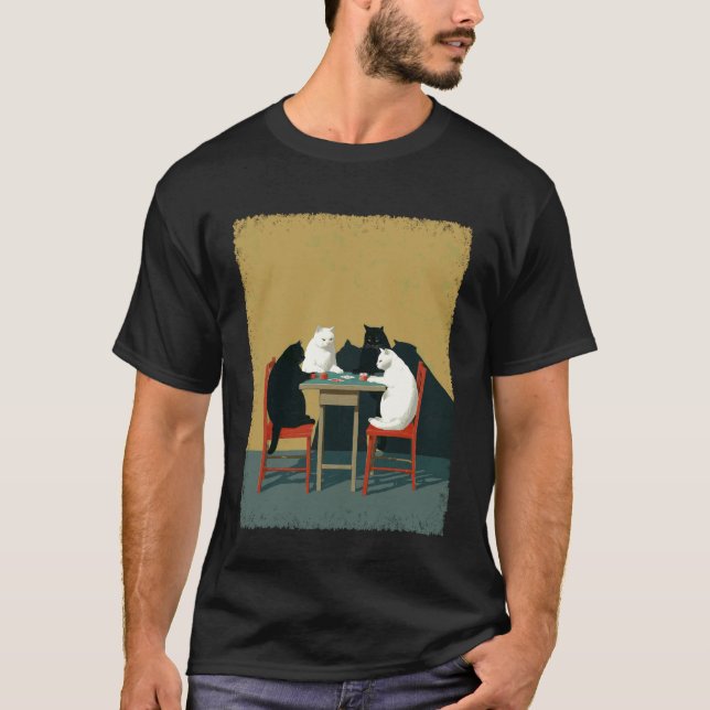 Camiseta Gatos Apostadores Jogando Pôquer (Frente)
