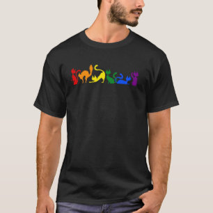 Camiseta Gatos Arco-íris Elegantes Orgulho LGBTQ+ Minimalis