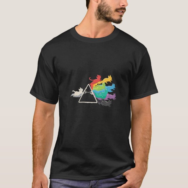 Camiseta Gatos Arco-íris Orgulho Prisma  Rock Progressivo A (Frente)