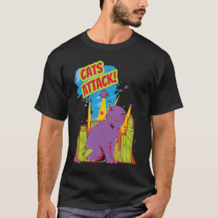 Camiseta Gatos Atacam I Gato Gatinho Laser Espaço Retro Vin