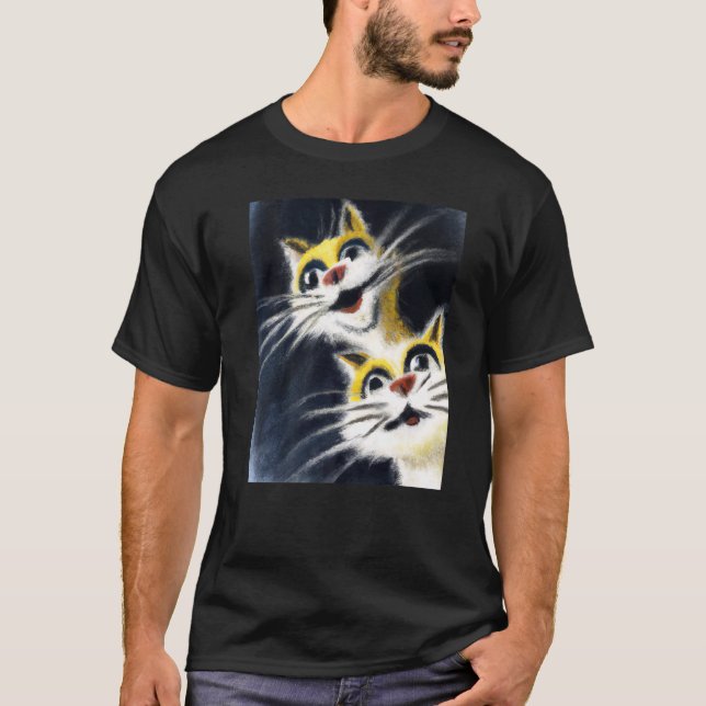 Camiseta Gatos bobos dois gatos brancos (Frente)