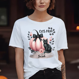 Camiseta Gatos Bonitos Mãe, Halloween, Rosa Personalizado