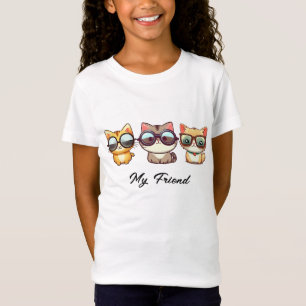 Camiseta Gatos Bonitos Vestindo Óculos Meu Amigo Alterar Te