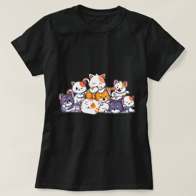Camiseta Gatos Bons Animam Kawaii Japonês Otaku Neko Gift W (Frente do Design)