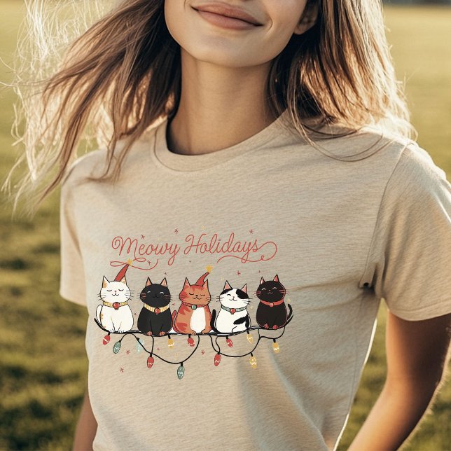 Camiseta Gatos Bons Felizes Férias Férias Férias Festas de  (Criador carregado)