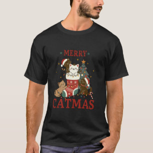 Camiseta Gatos Bons Gatinhos Meias de Natal
