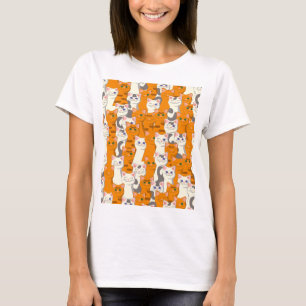 Camiseta Gatos brancos e gengibres padrão olhos verdes olho