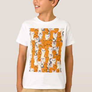 Camiseta Gatos brancos e gengibres padrão olhos verdes olho
