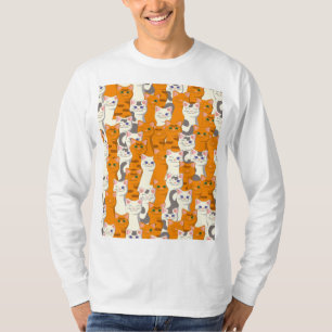 Camiseta Gatos brancos e gengibres padrão olhos verdes olho