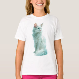 Camiseta Gatos Brancos Fofos e Etéreos com Olhos Turquesa p