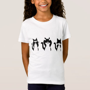 Camiseta Gatos Brancos Pretos Três Gatinhos