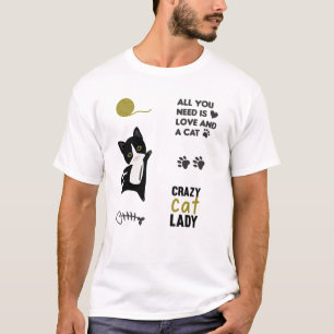 Camiseta Gatos Brancos Sintados Cor-de-Rosa Ditos De Pau