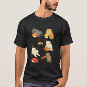 Camiseta Gatos British Shorthair se Divertindo com Sushi Fo