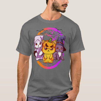 Camiseta Gatos Bruxos Pumpkin Homens Gráficos Homens Crianç