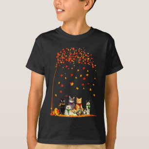 Camiseta Gatos Caem Autumn Leaf Tree Engraçado Gifes De Gat