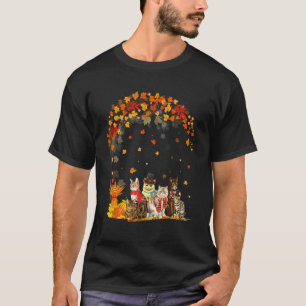 Camiseta Gatos Caem Folha de Outono Árvore Gato