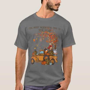 Camiseta Gatos Caem Pumpkin Cheio Caminhão Autumn Tree Dei