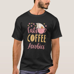 Camiseta Gatos Café Aeróbica Gato Classes de Exercícios Aer