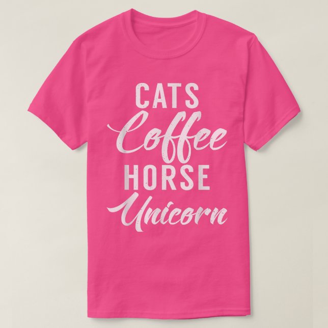 Camiseta Gatos Café Cavalo Unicorn Funny Cat Proprietário C (Frente do Design)