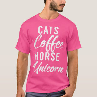Camiseta Gatos Café Cavalo Unicorn Funny Cat Proprietário C