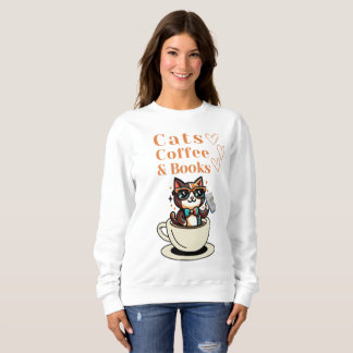 Camiseta Gatos Café e Livros Legal Gato