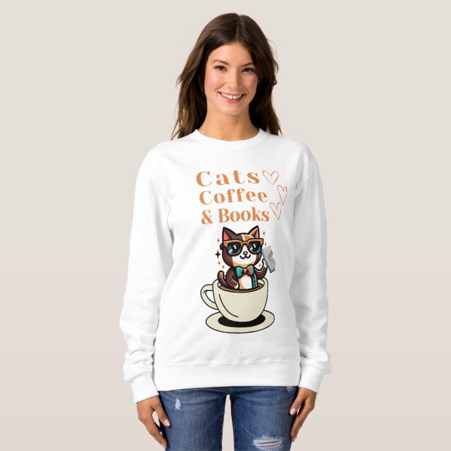 Camiseta Gatos Café e Livros Legal Gato (Frente Completa)