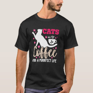 Camiseta Gatos Café E Uma Vida Purrfeita Introdução Cozy Mo