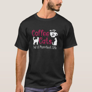 Camiseta Gatos Café E Uma Vida Purrfeita Introdução Cozy Mo