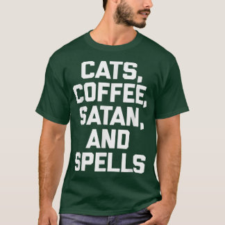 Camiseta Gatos, Café, Satã E Feiticeira Engraçada