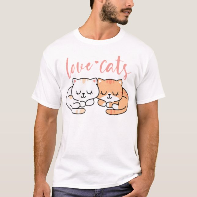 Camiseta Gatos-cama em bruto 1 (Frente)