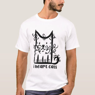 Camiseta Gatos Cardíacos de Gato I Mensageiro De Cabelo Cur