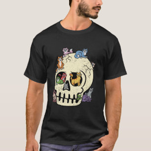 Camiseta Gatos Caveira Halloween Esqueleto Ossos Gatinho Ho