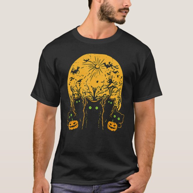 Camiseta Gatos Chatos De Lua Cheia Homens De Animais De Com (Frente)