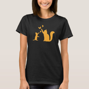 Camiseta Gatos Com Borboletas Gato I Gato Cugado