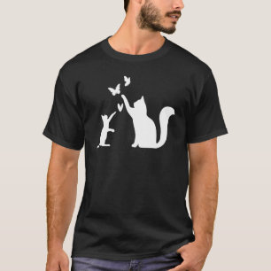 Camiseta Gatos Com Borboletas Proprietárias De Gatos De Gat