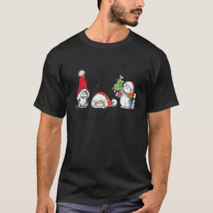 Camiseta Gatos Com Chapéu de Papai Noel Alegre Natal Felino
