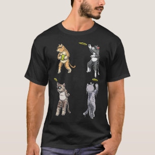 Camiseta Gatos Com Disco Voador Frisbee Jogador Lançador Di