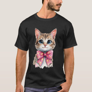 Camiseta Gatos com Laços de Coquete Gatinho para Festa de A