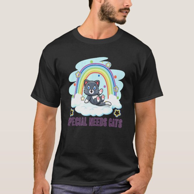 Camiseta Gatos com Necessidades Especiais Arco-íris (Frente)