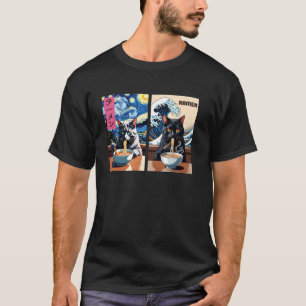 Camiseta Gatos Comem Ramen u2013 Arte Noite Estrelada, Onda