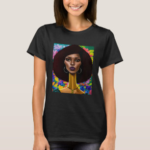 Camiseta Gatos compridos de mulheres negras e flores 5