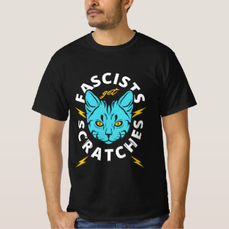 Camiseta Gatos Contra Fascistas Protestam Gráfico Clássico