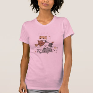 Camiseta "Gatos Cutos Empilhados 'Moow' Tea Gráfica para Mu