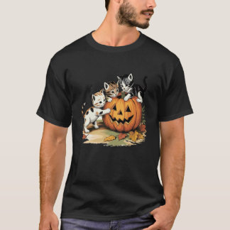 Camiseta Gatos de Abóbora Adoráveis de Halloween - Gatinhos