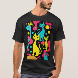 Camiseta Gatos de Abstrato Groovy Style de 1970